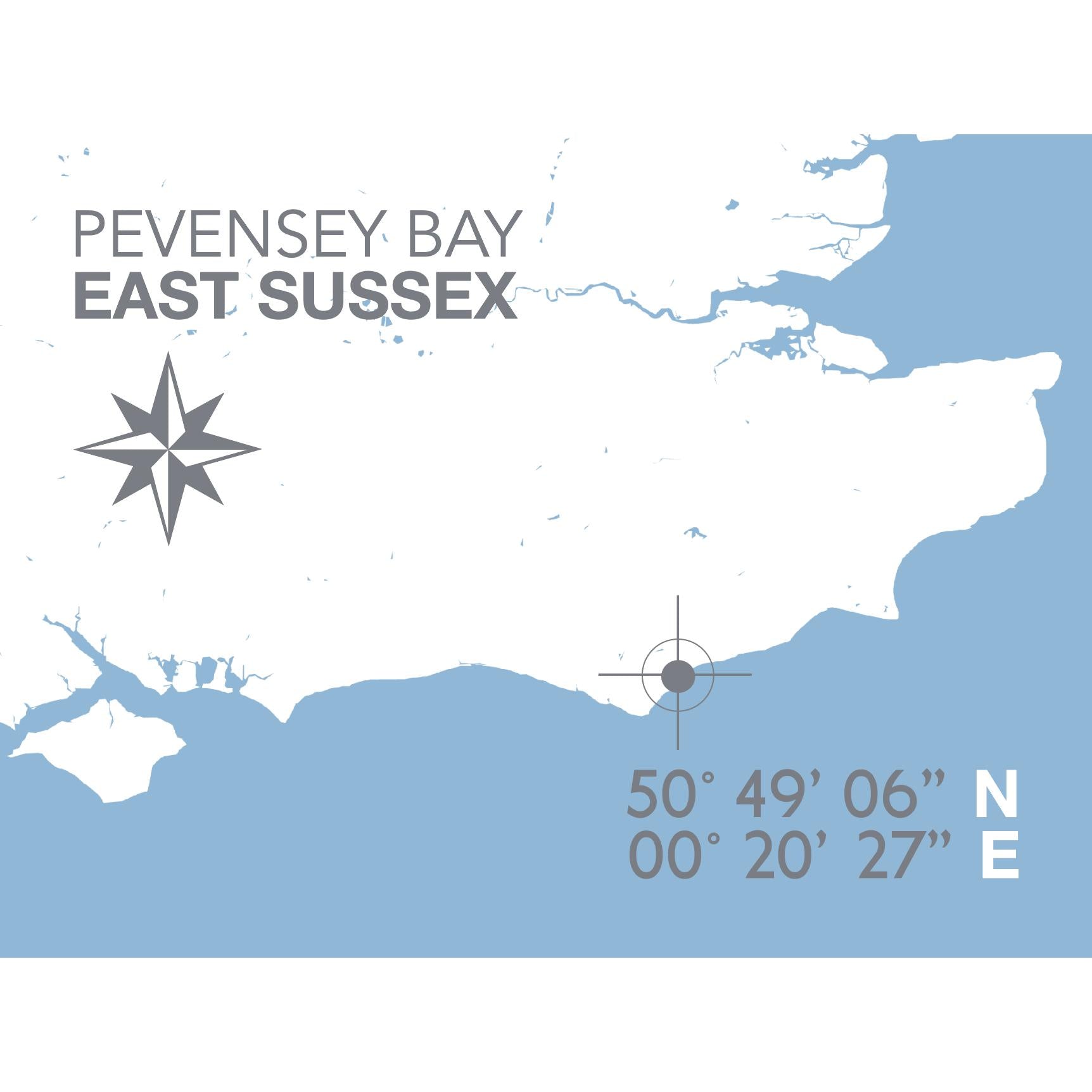 Pevensey Bay Coastal Map Print-SeaKisses