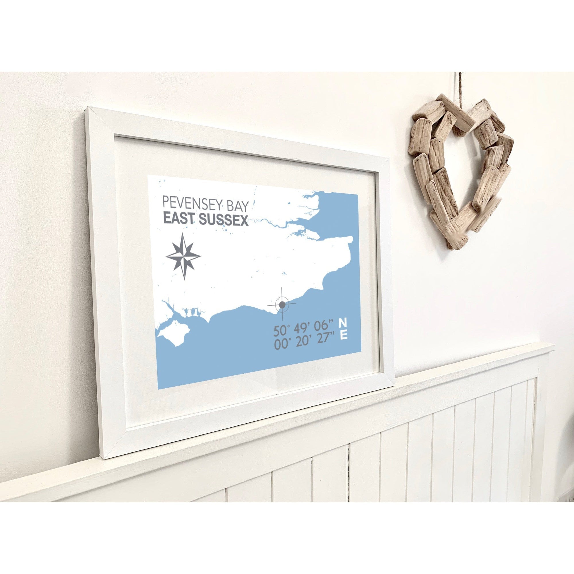 Pevensey Bay Coastal Map Print-SeaKisses