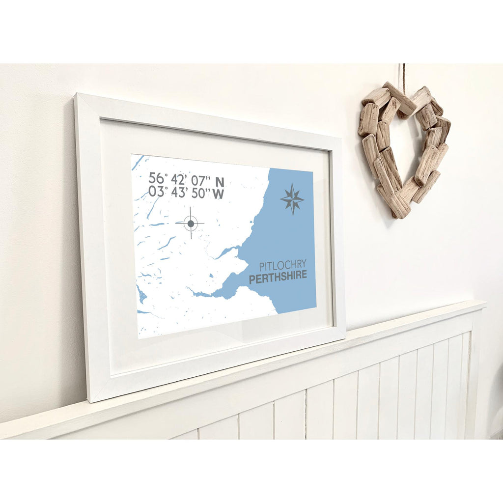 Pitlochry Coastal Map Print-SeaKisses