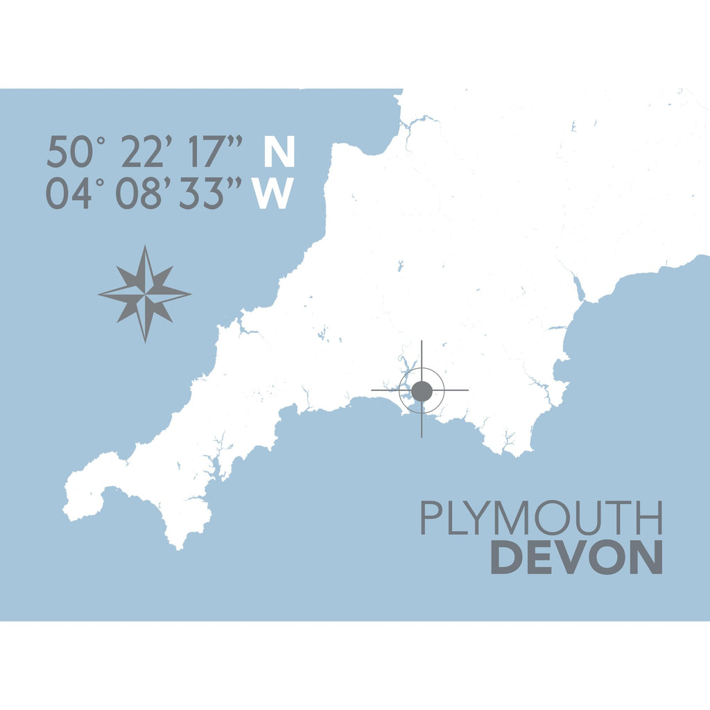 Plymouth Map Travel Print- Coastal Wall Art /Poster-SeaKisses