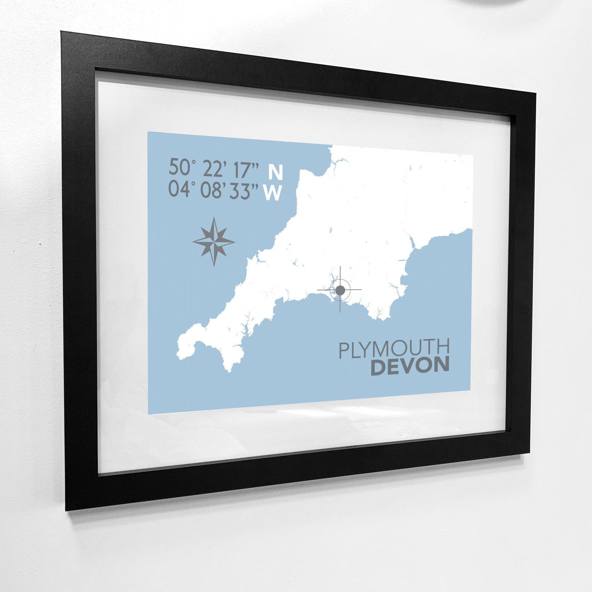 Plymouth Coastal Map Print-SeaKisses