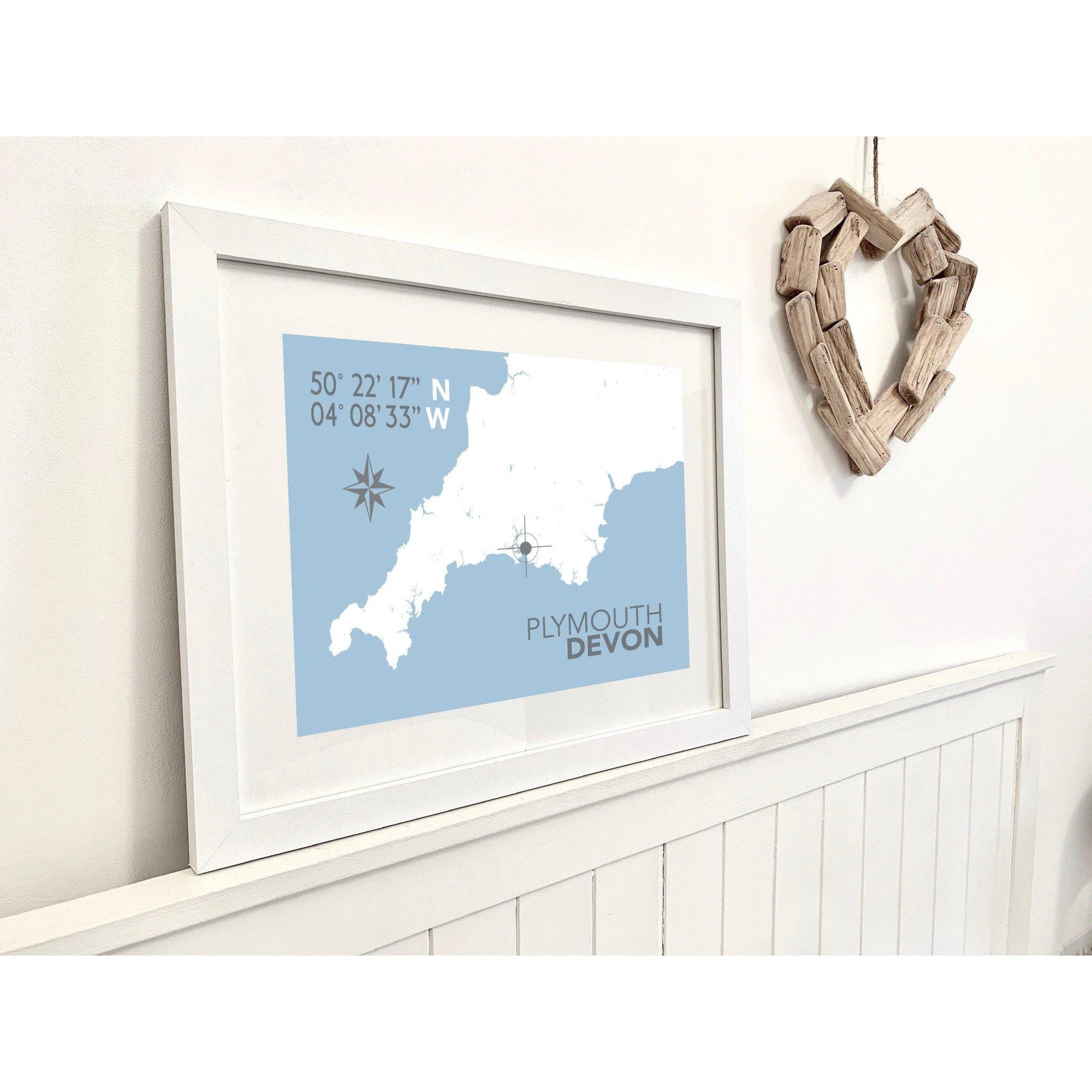 Plymouth Coastal Map Print-SeaKisses