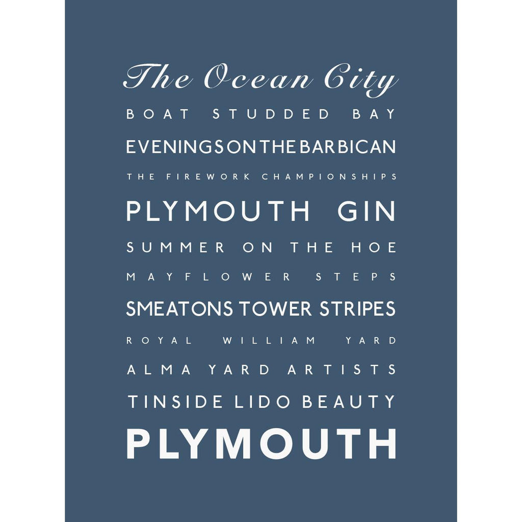 Plymouth Typographic Travel Print - Coastal Wall Art /Poster-SeaKisses