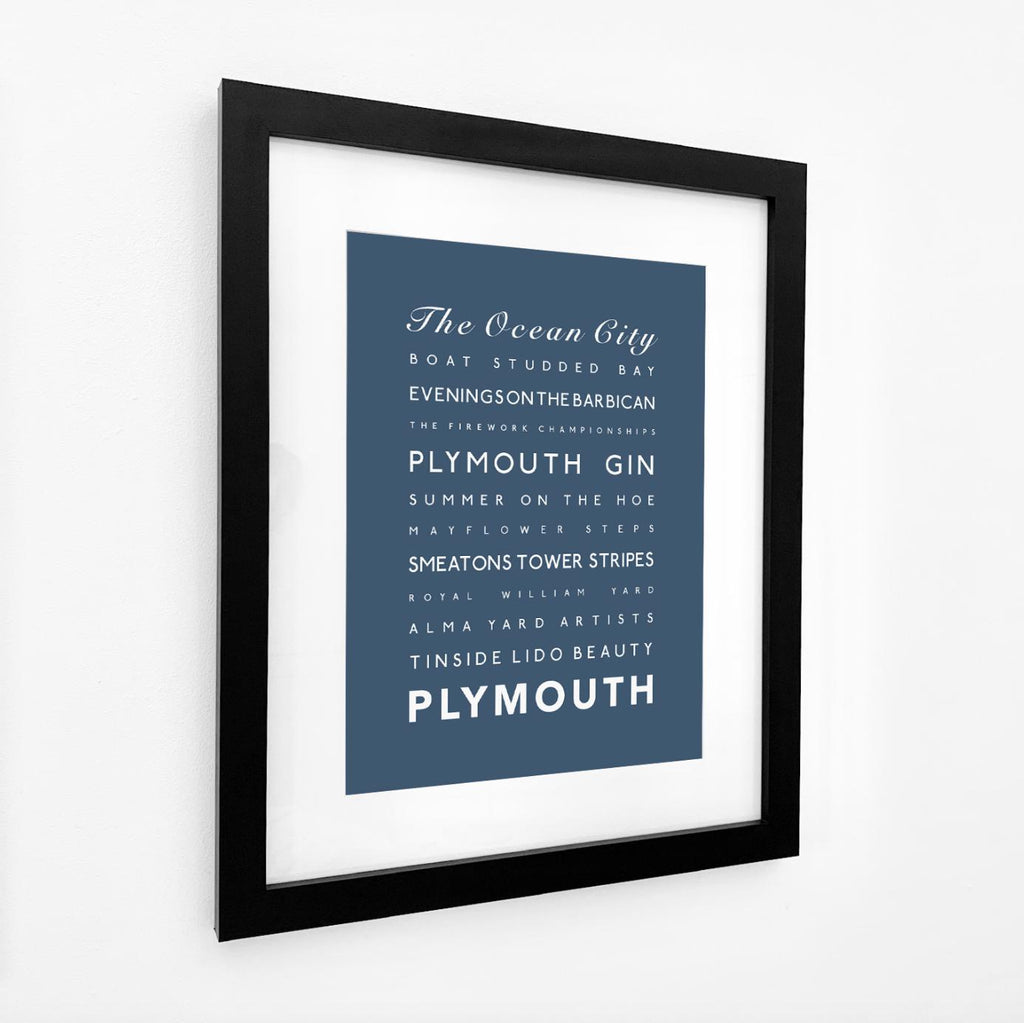 Plymouth Typographic Travel Print - Coastal Wall Art /Poster-SeaKisses