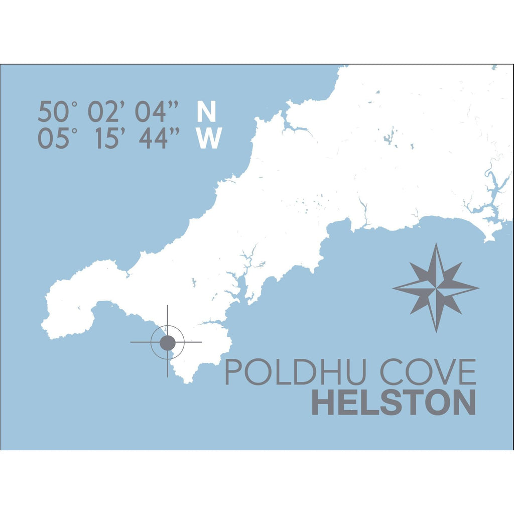 Poldhu Cove Coastal Map Print-SeaKisses