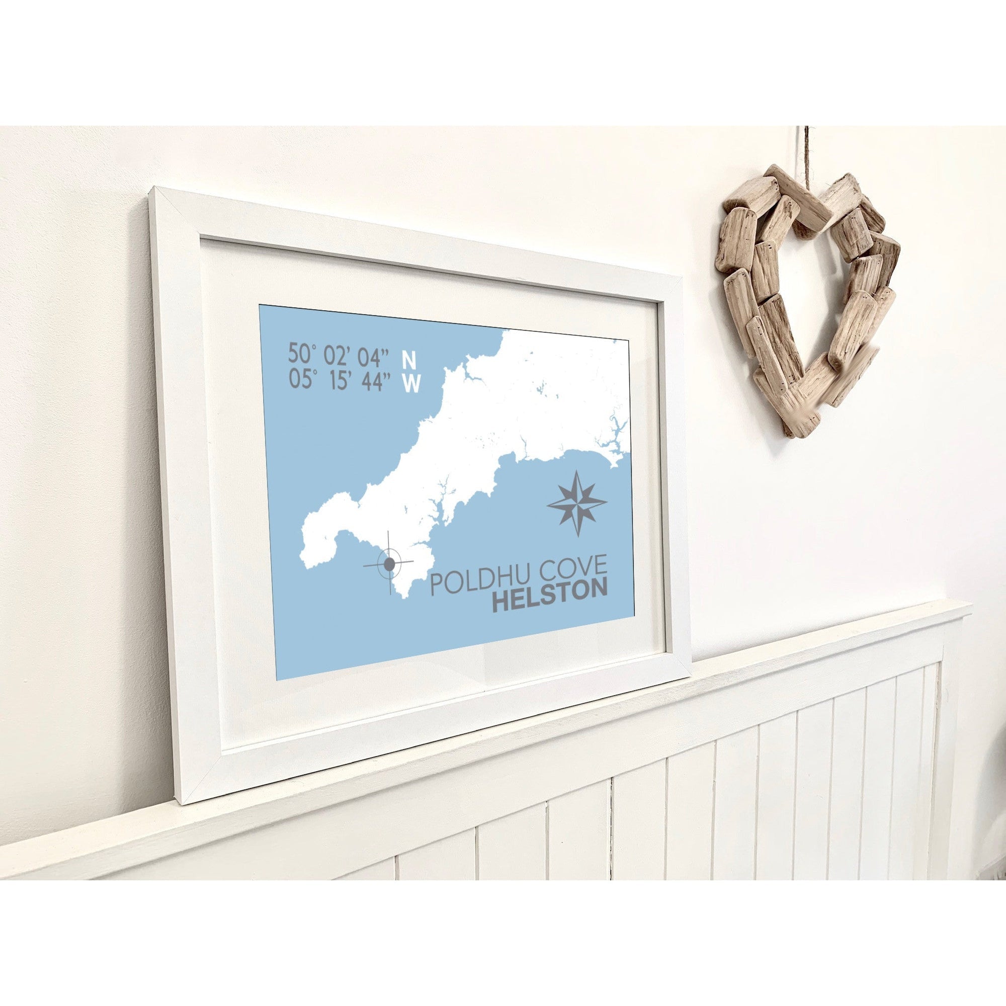 Poldhu Cove Coastal Map Print-SeaKisses