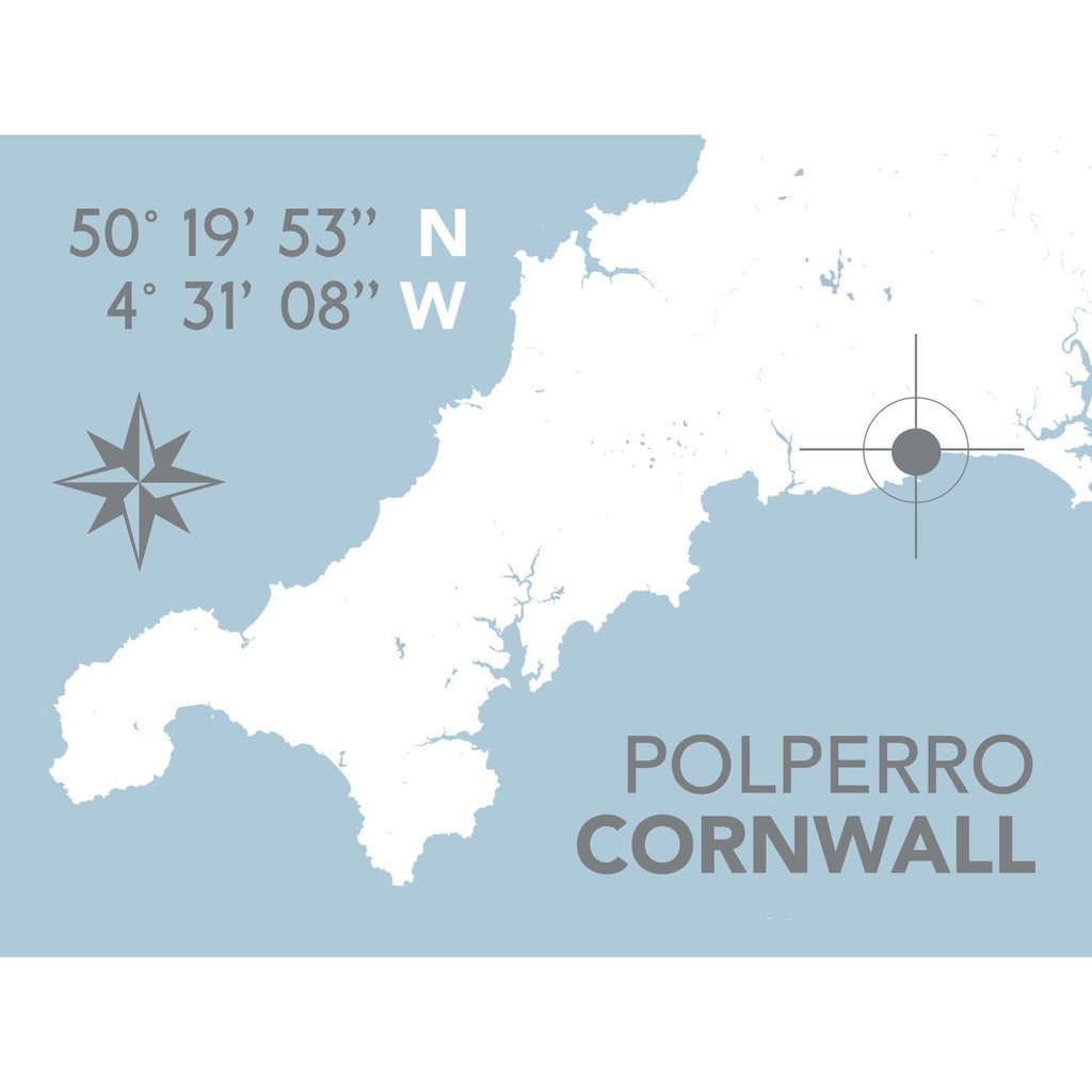 Polperro Coastal Map Print-SeaKisses