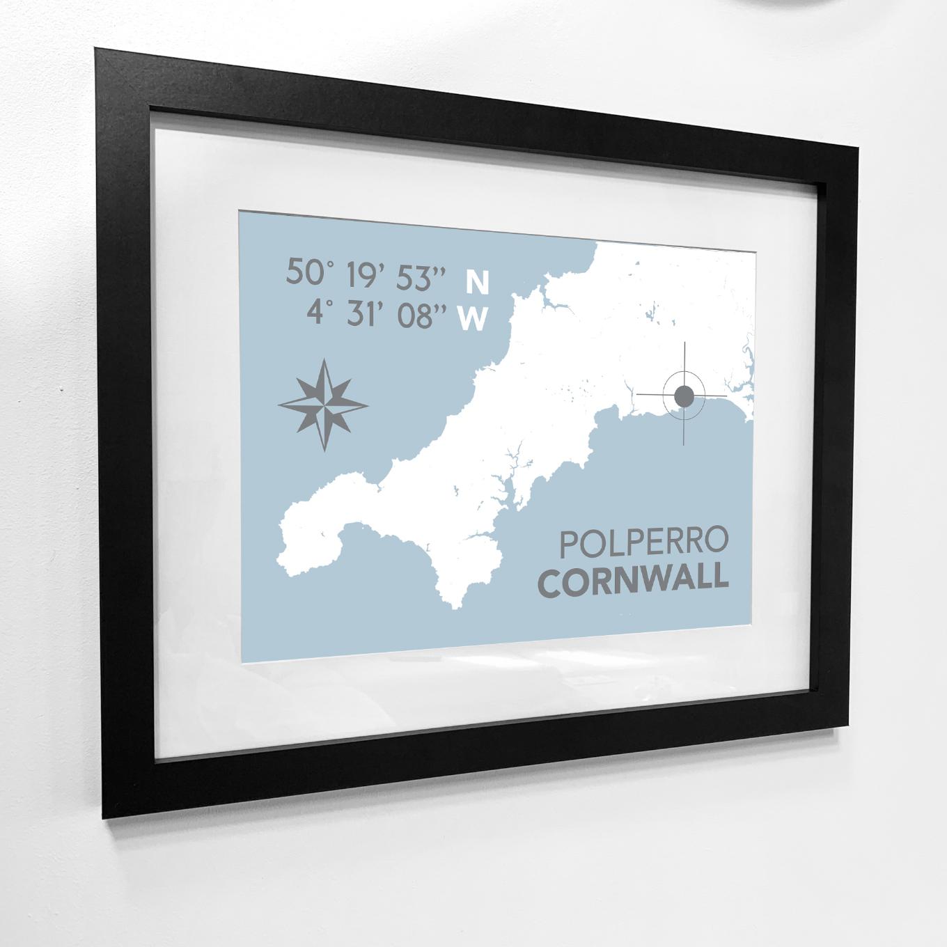 Polperro Coastal Map Print-SeaKisses