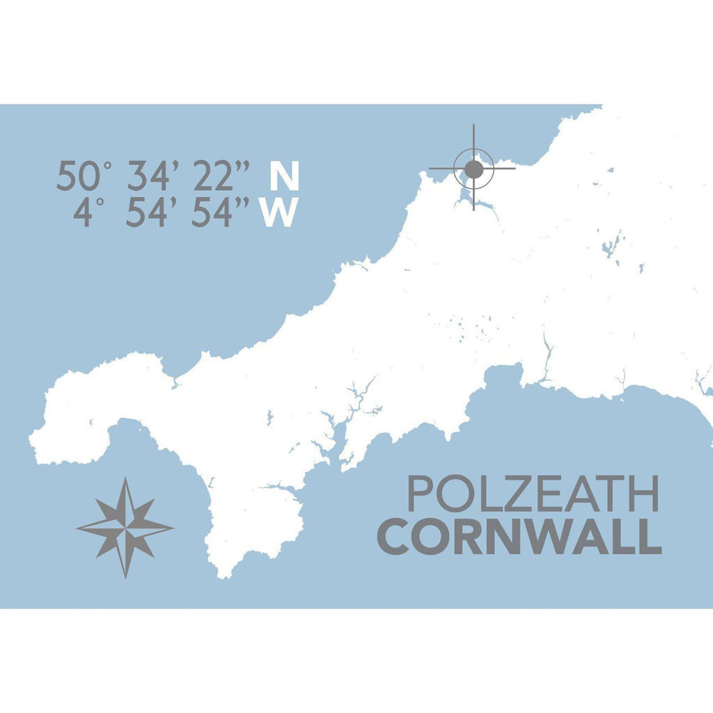 Polzeath Coastal Map Print-SeaKisses
