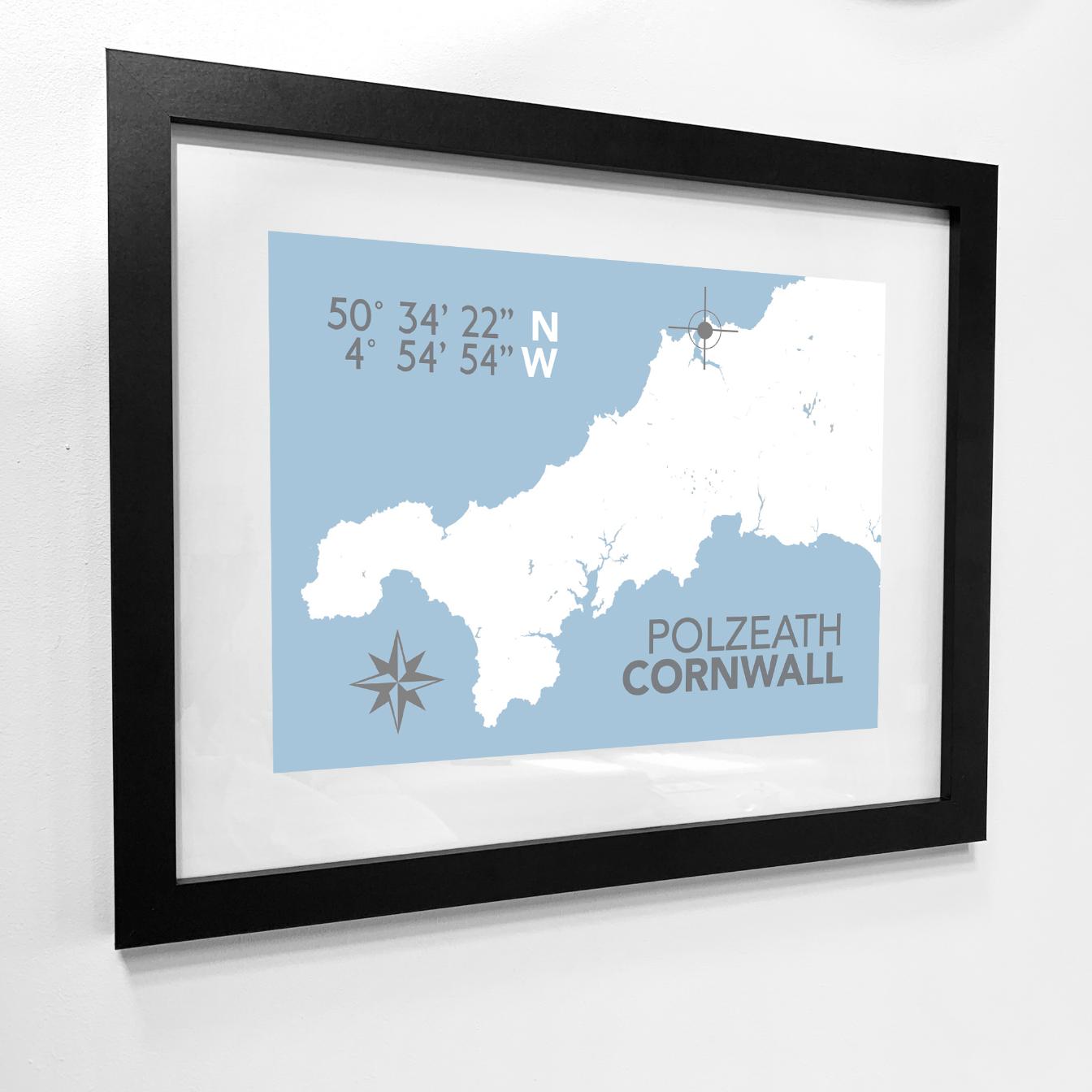 Polzeath Coastal Map Print-SeaKisses