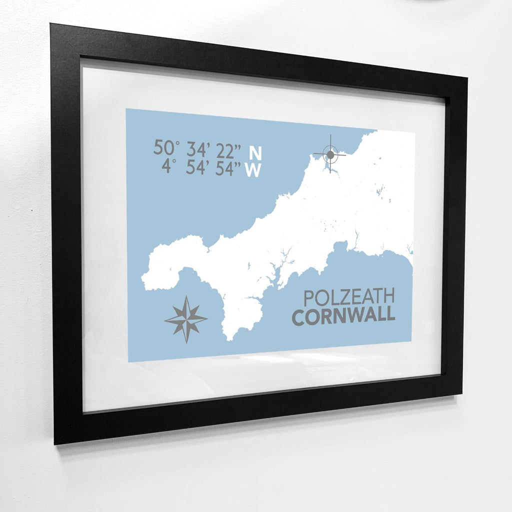 Polzeath Map Print- Coastal Wall Art /Poster-SeaKisses