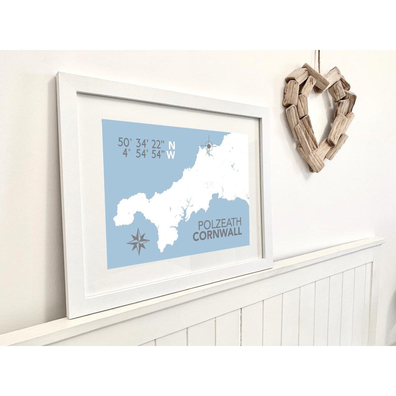 Polzeath Coastal Map Print-SeaKisses