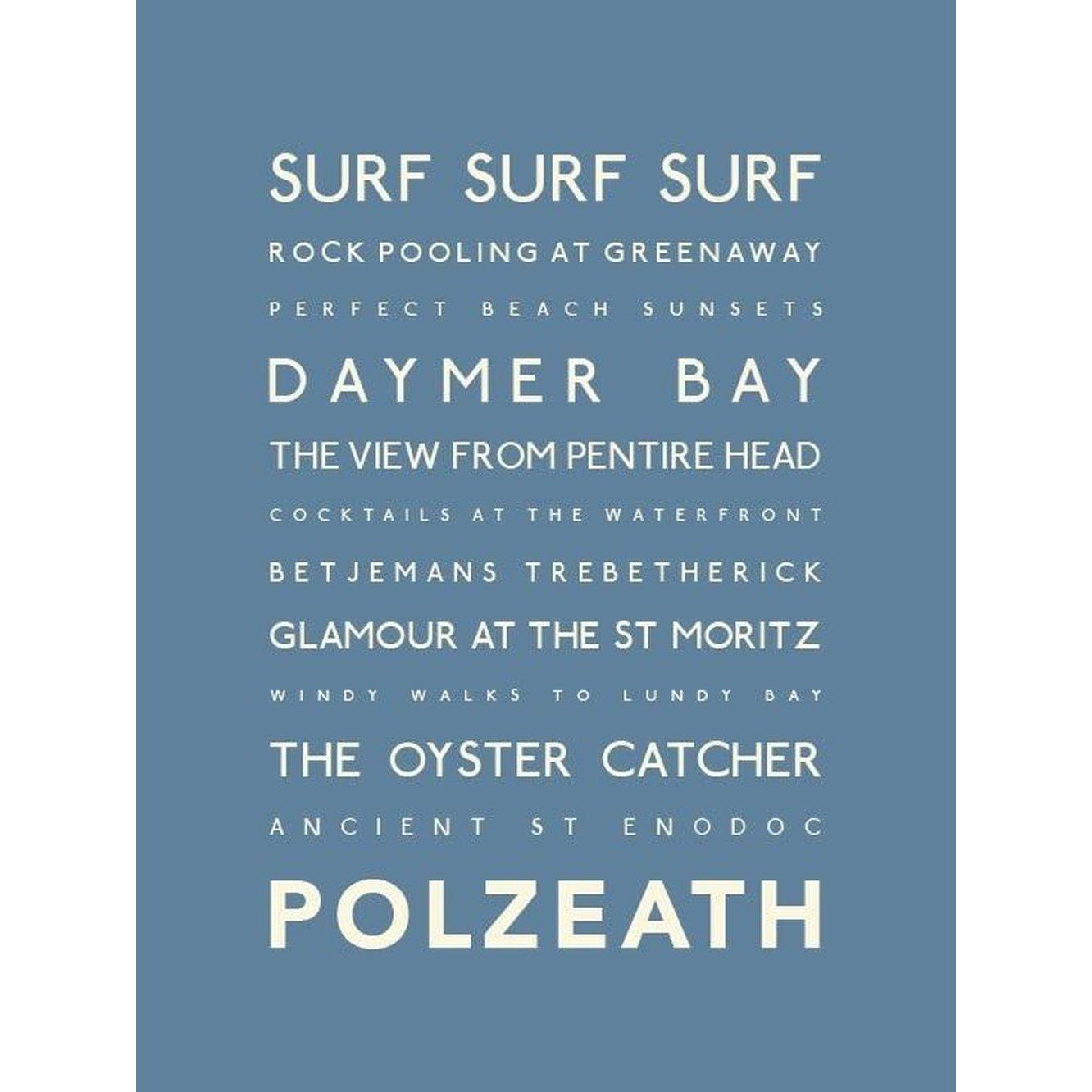 Polzeath Typographic Print-SeaKisses