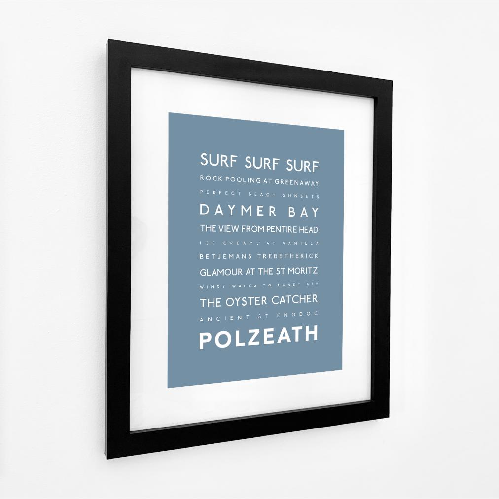 Polzeath Typographic Travel Print- Coastal Wall Art /Poster-SeaKisses