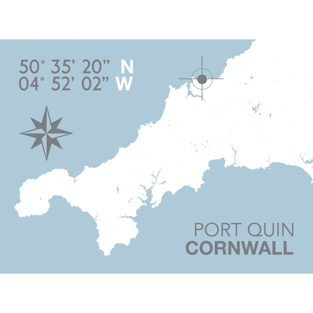 Port Quin Map Travel Print- Coastal Wall Art /Poster-SeaKisses