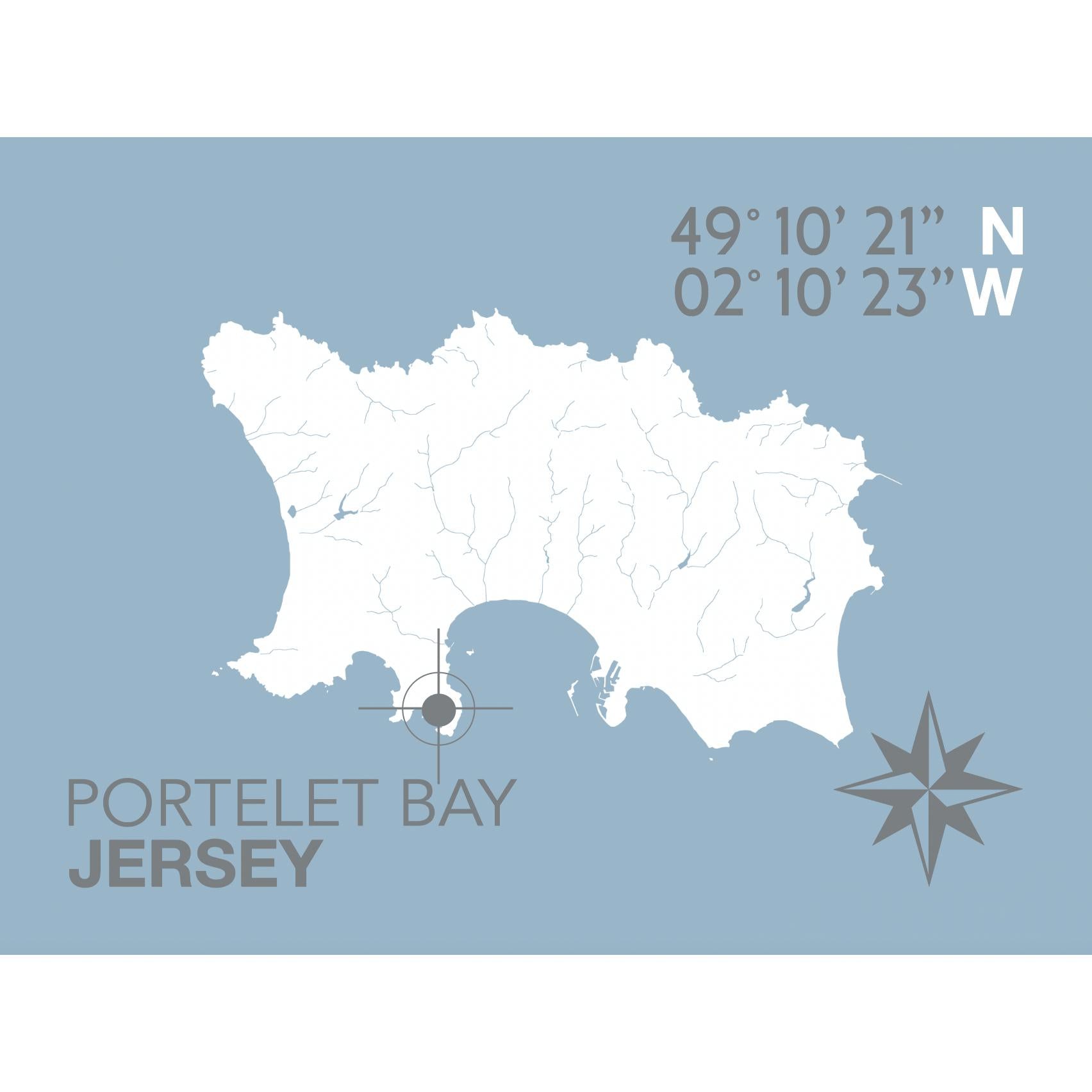 Portelet Bay Coastal Map Print-SeaKisses