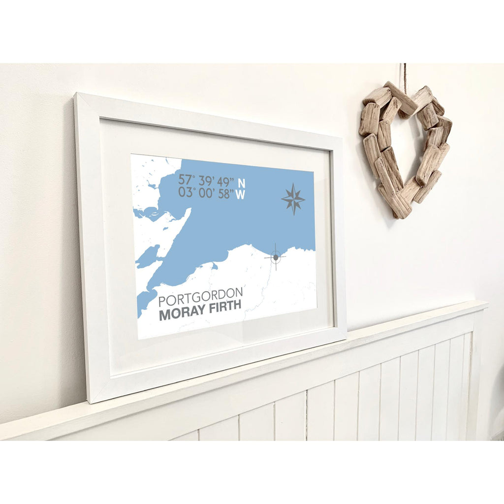 Portgordon Coastal Map Print-SeaKisses
