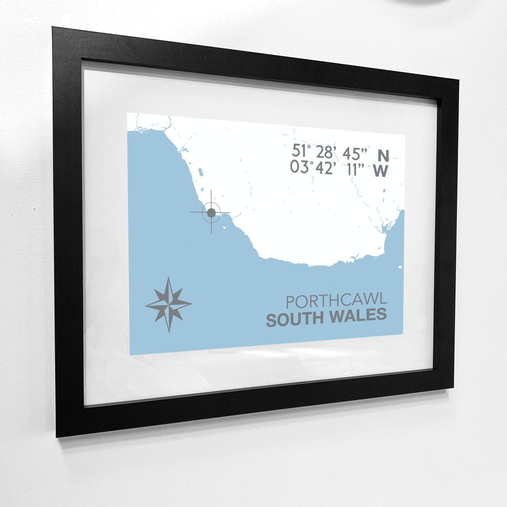 Porthcawl Map Seaside Print - Coastal Wall Art /Poster-SeaKisses