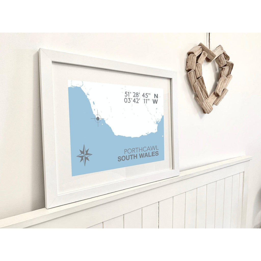 Porthcawl Coastal Map Print-SeaKisses