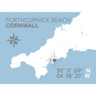 Porthcurnick Beach Coastal Map Print-SeaKisses