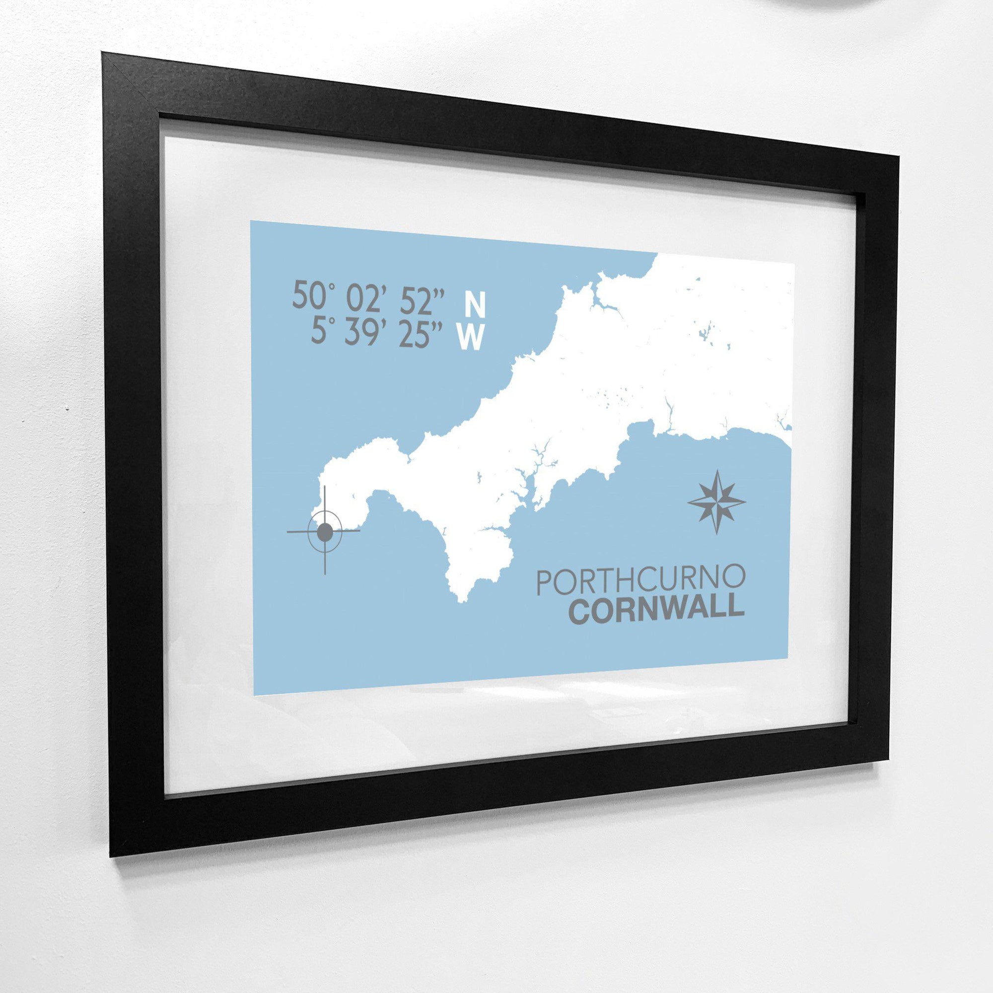 Porthcurno Coastal Map Print-SeaKisses