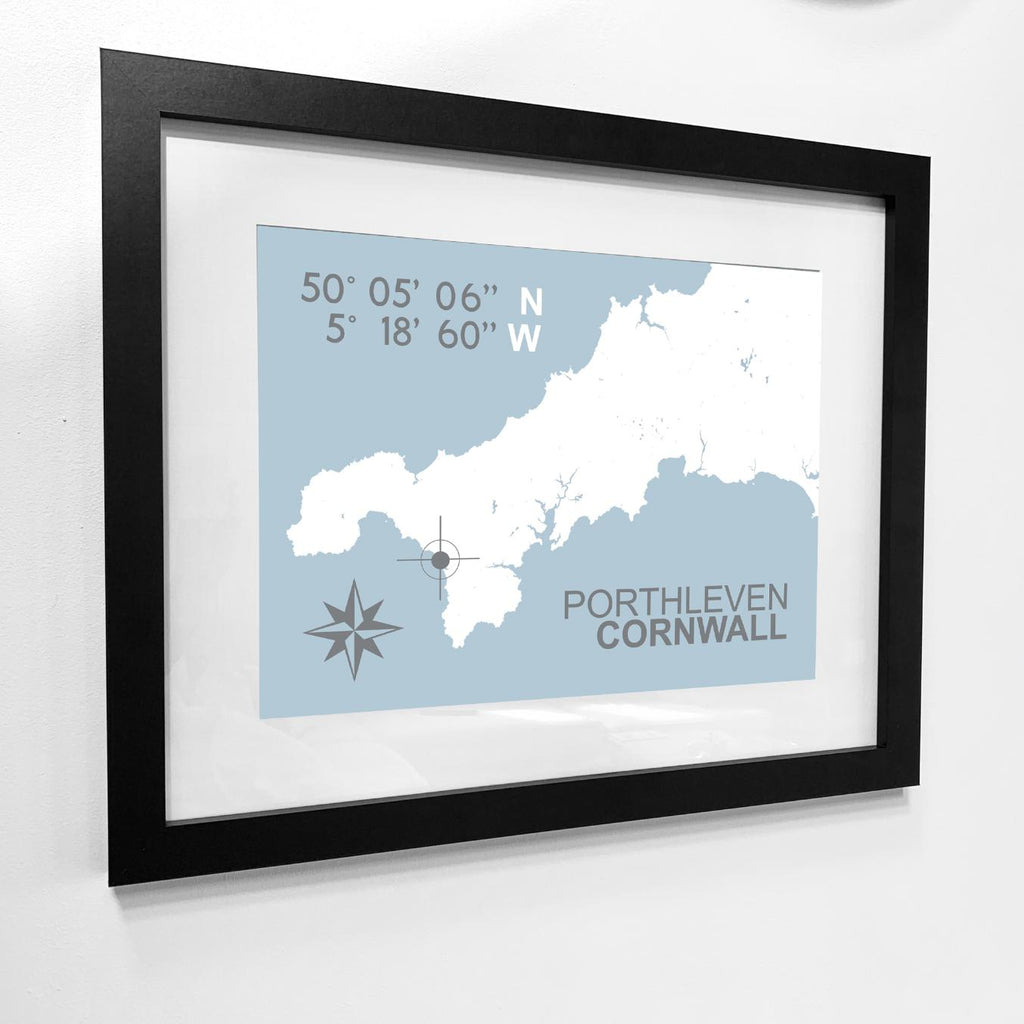 Porthleven Nautical Map Print - Coastal Wall Art /Poster-SeaKisses