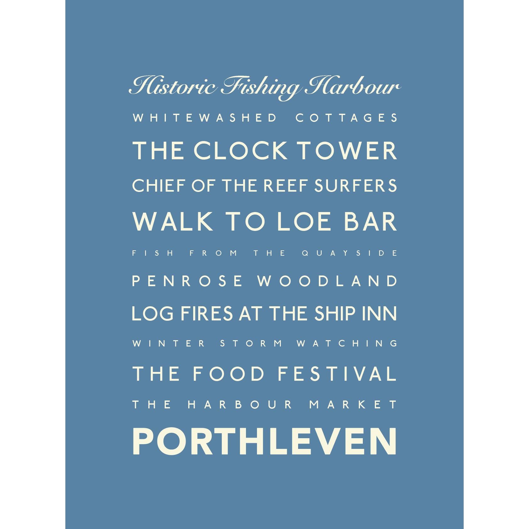 Porthleven Typographic Print-SeaKisses