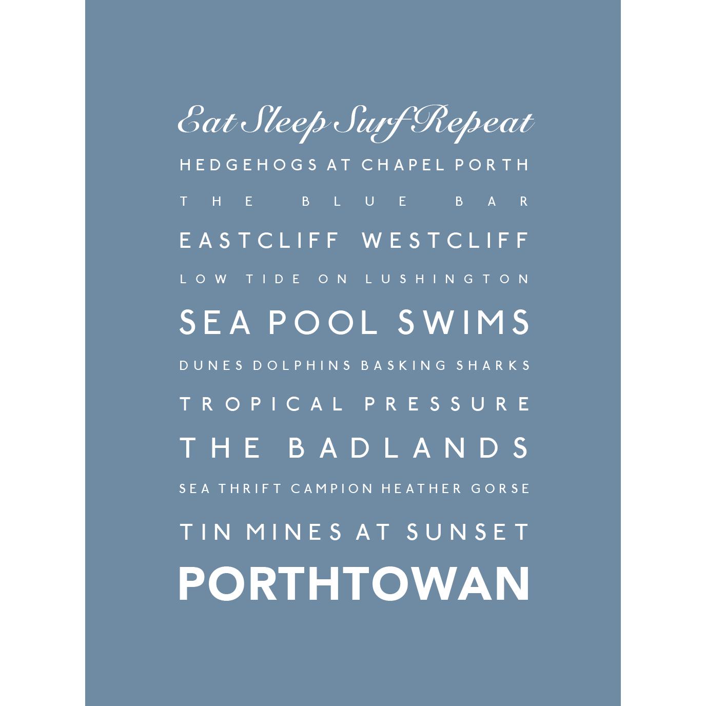 Porthtowan Typographic Print-SeaKisses