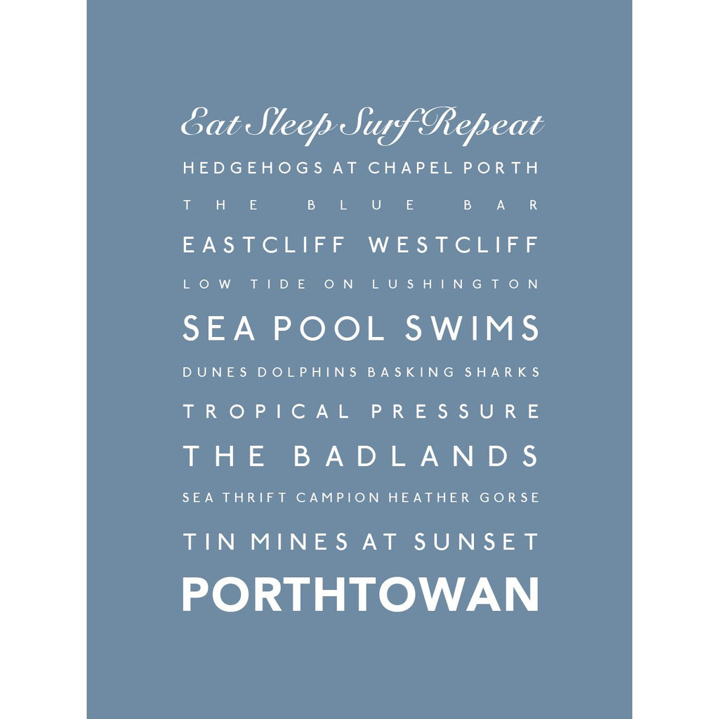 Porthtowan Typographic Print-SeaKisses