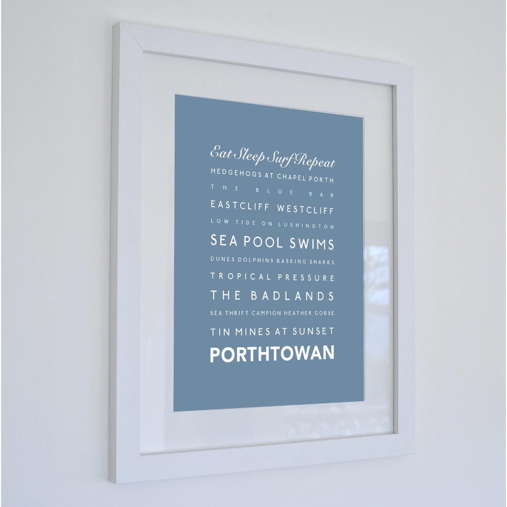 Porthtowan Typographic Travel Print - Coastal Wall Art /Poster-SeaKisses