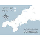 Portreath Coastal Map Print-SeaKisses