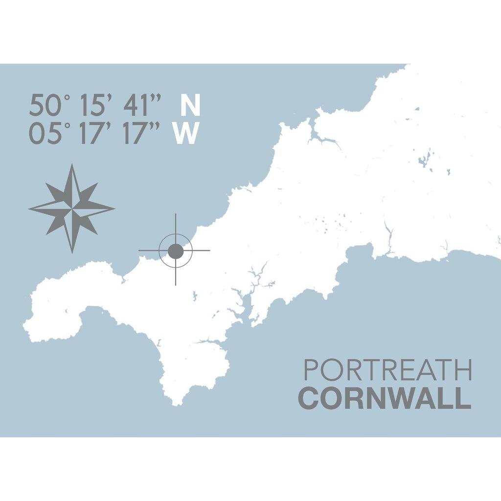 Portreath Coastal Map Print-SeaKisses