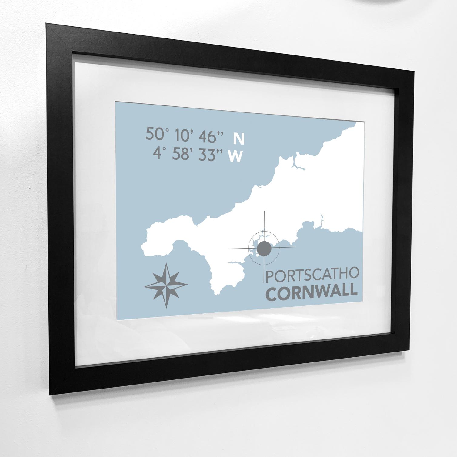 Portscatho Coastal Map Print-SeaKisses