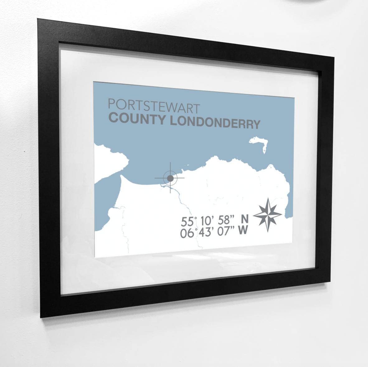 Portstewart Coastal Map Print-SeaKisses