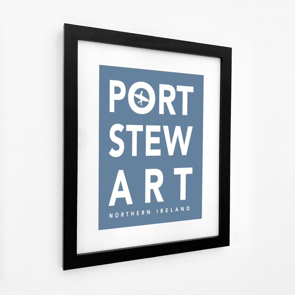 Portstewart Surfer Typographic Print- Coastal Wall Art /Poster-SeaKisses