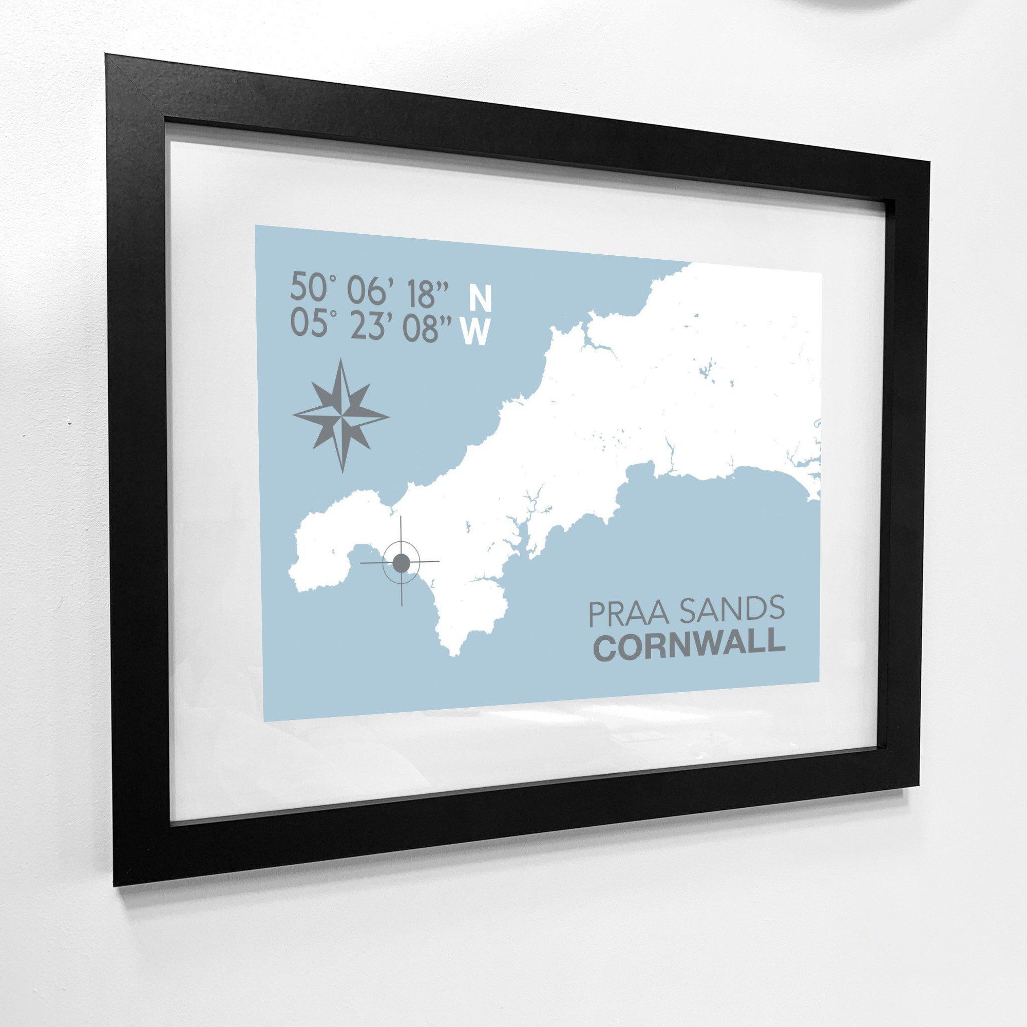 Praa Sands Coastal Map Print-SeaKisses