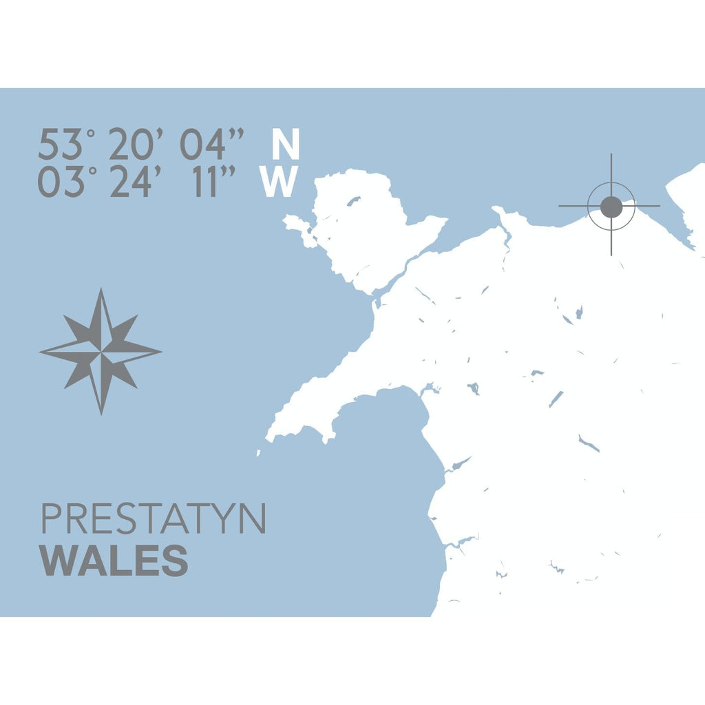 Prestatyn Coastal Map Print-SeaKisses