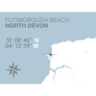 Putsborough Beach Coastal Map Print-SeaKisses