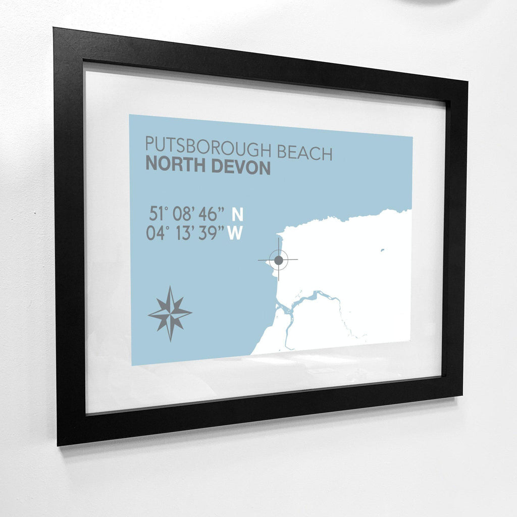 Putsborough Beach Coastal Map Print-SeaKisses