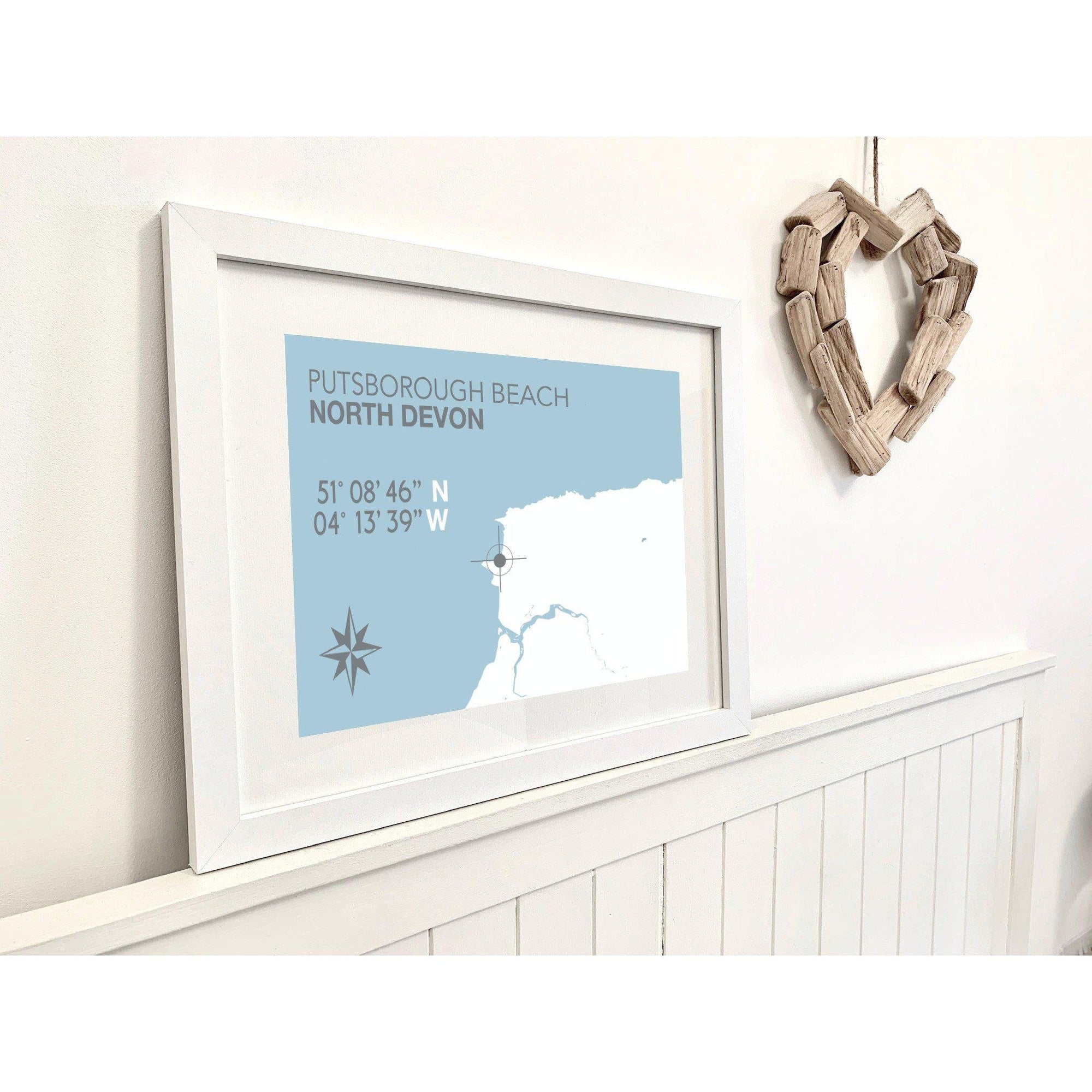 Putsborough Beach Coastal Map Print-SeaKisses