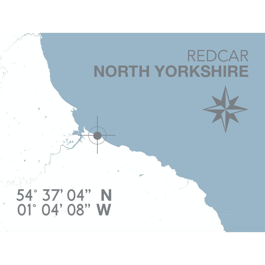 Redcar Coastal Map Print-SeaKisses