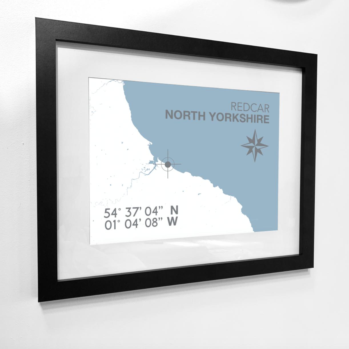 Redcar Coastal Map Print-SeaKisses