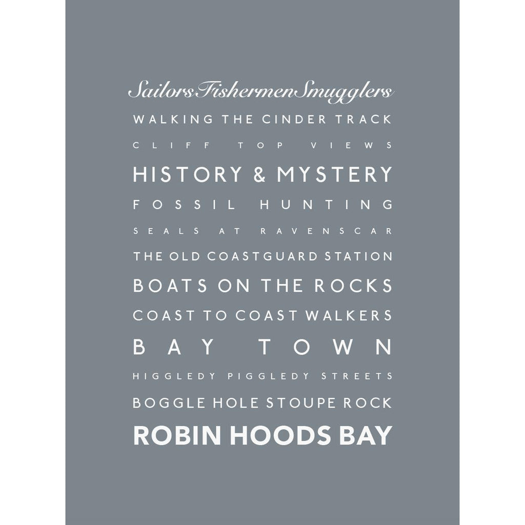 Robin Hoods Bay Typographic Seaside Print - Coastal Wall Art /Poster-SeaKisses