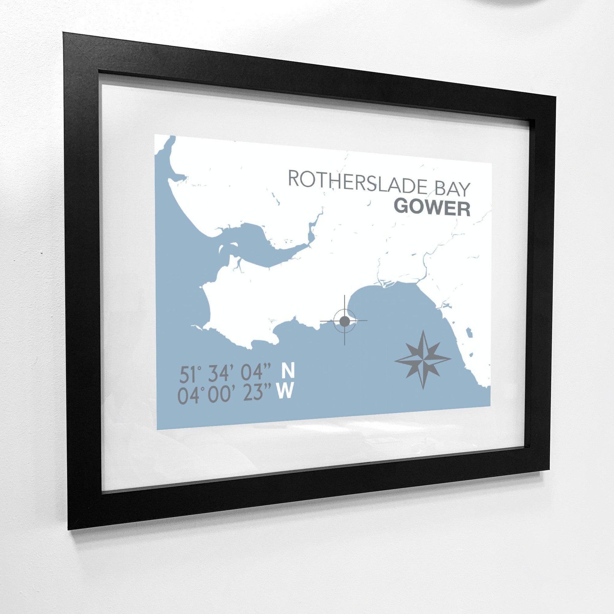 Rotherslade Bay Coastal Map Print-SeaKisses