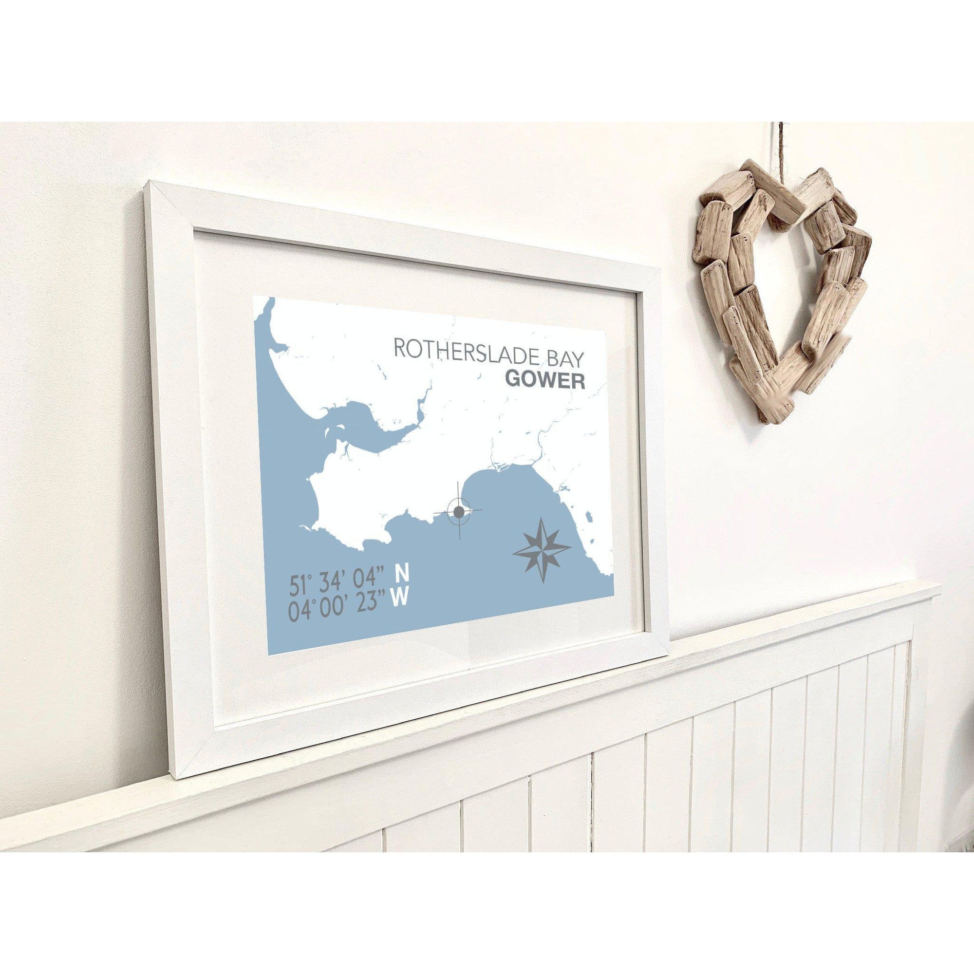 Rotherslade Bay Coastal Map Print-SeaKisses