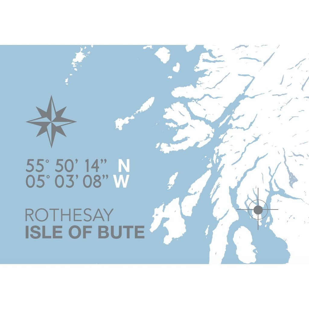 Rothesay Map Rothesay, Isle of Bute, Map Travel Print- Coastal Map Art by SeaKisses