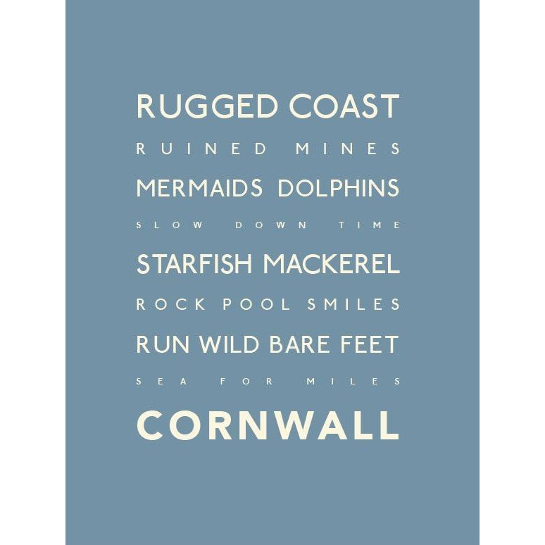 Rugged Coast Cornwall Typographic Print-SeaKisses