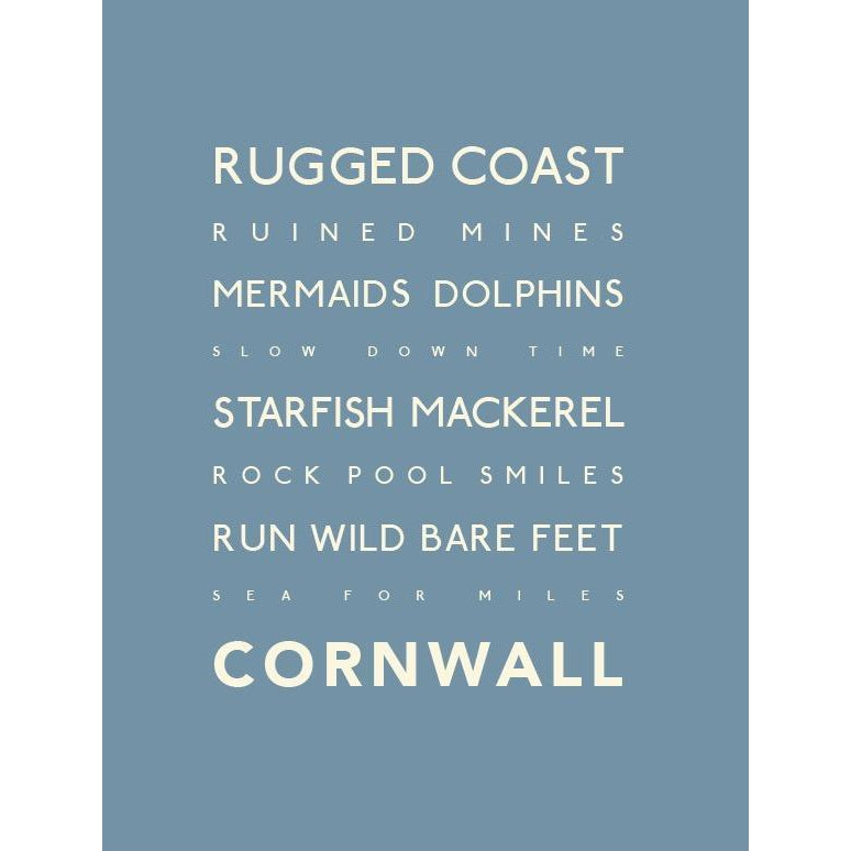 Rugged Coast Cornwall Typographic Seaside Print - Coastal Wall Art /Poster-SeaKisses