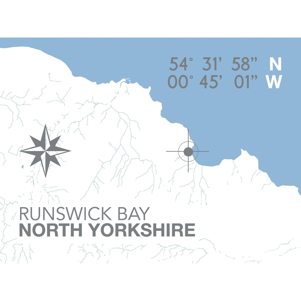 Runswick Bay Map Travel Print- Coastal Wall Art /Poster-SeaKisses