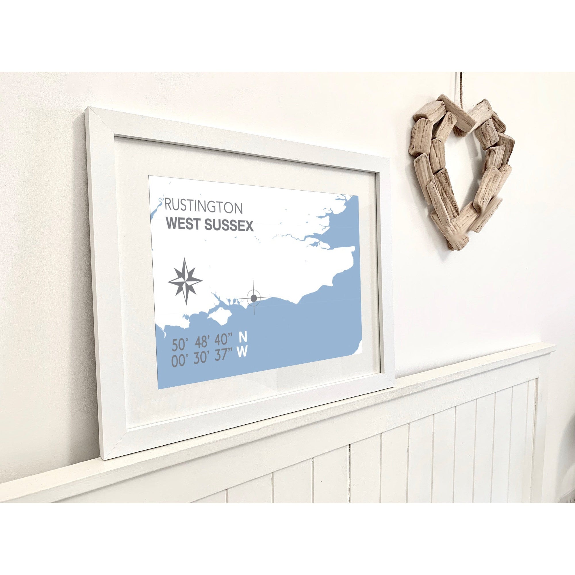 Rustington Coastal Map Print-SeaKisses